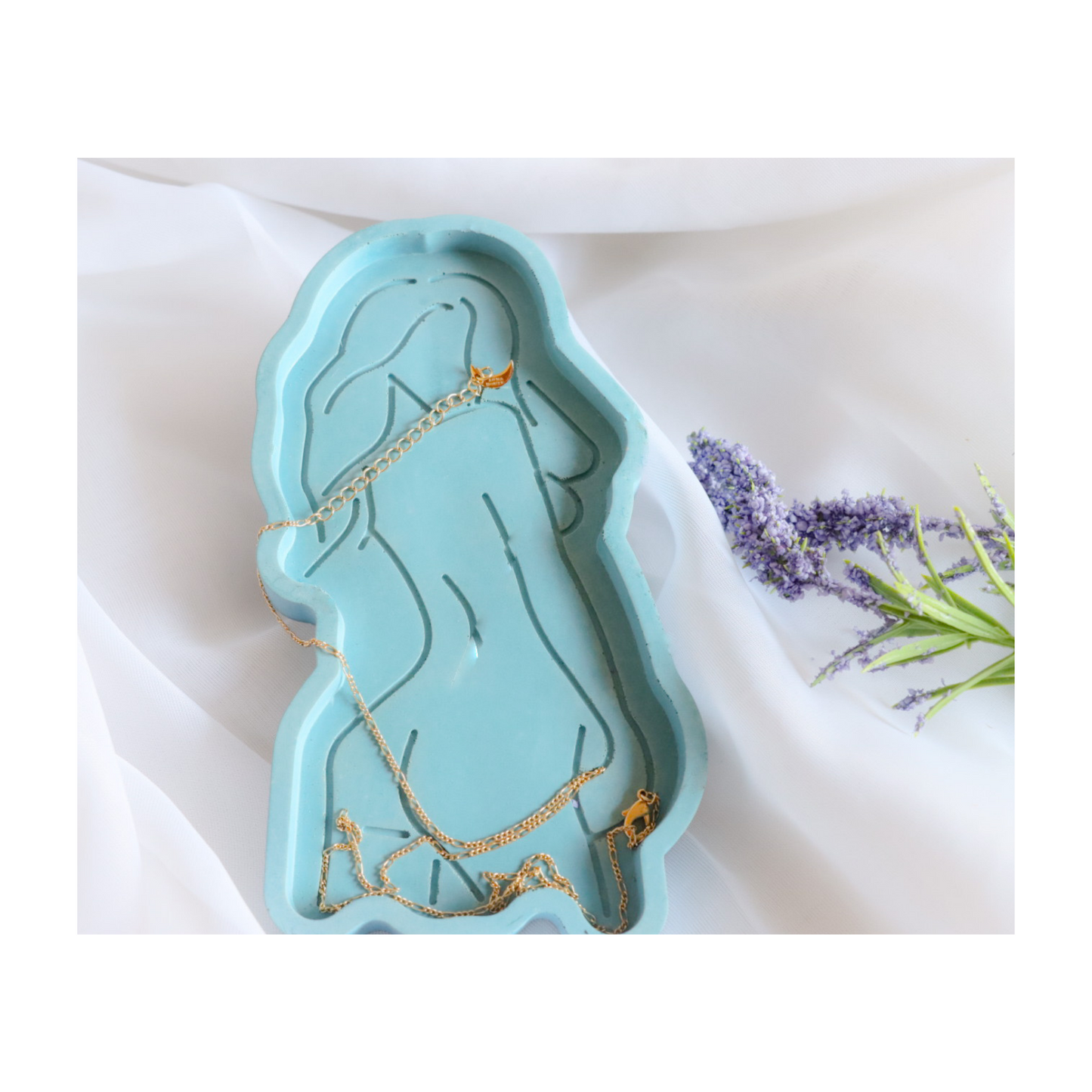 Goddess Jewelry Trinket Tray by Busy Bees Candles Shop color blue at busybeescandles.shop