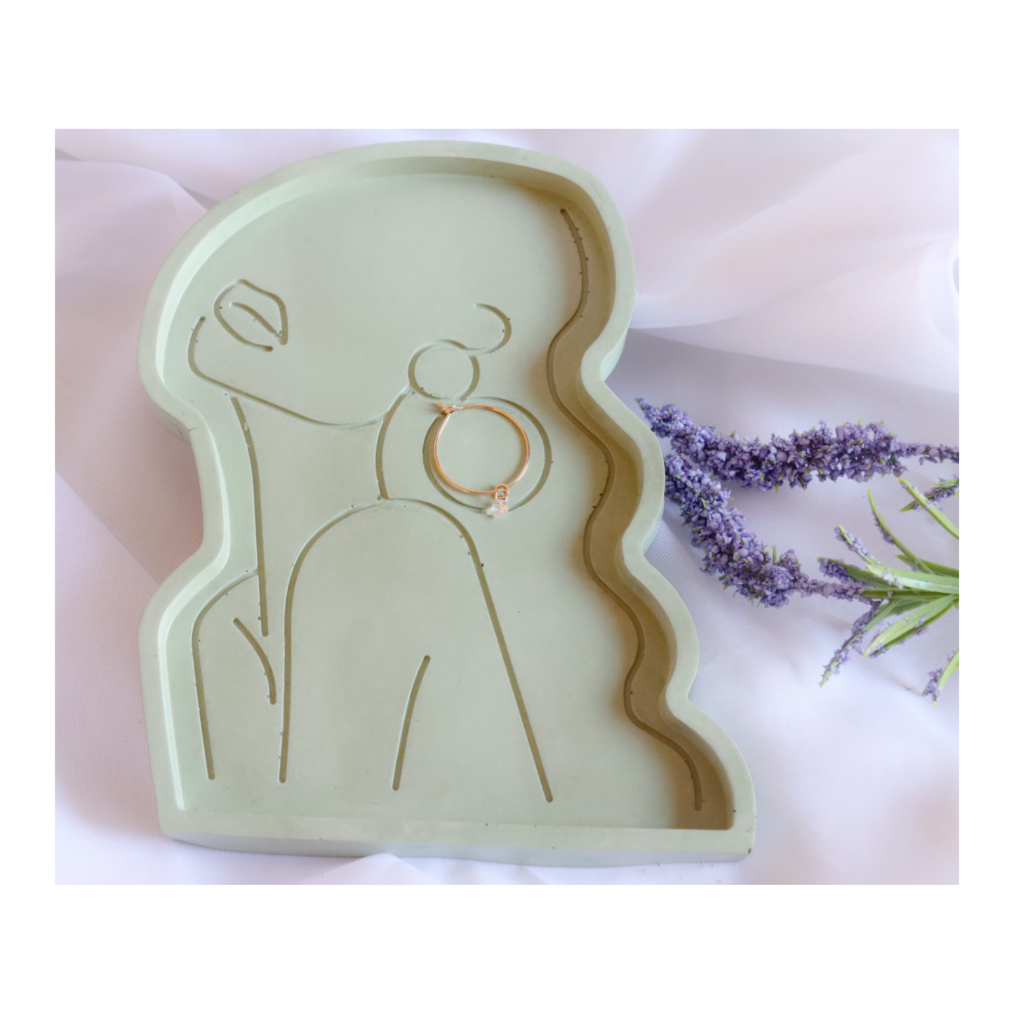 Goddess Jewelry Trinket Tray by Busy Bees Candles Shop color sage